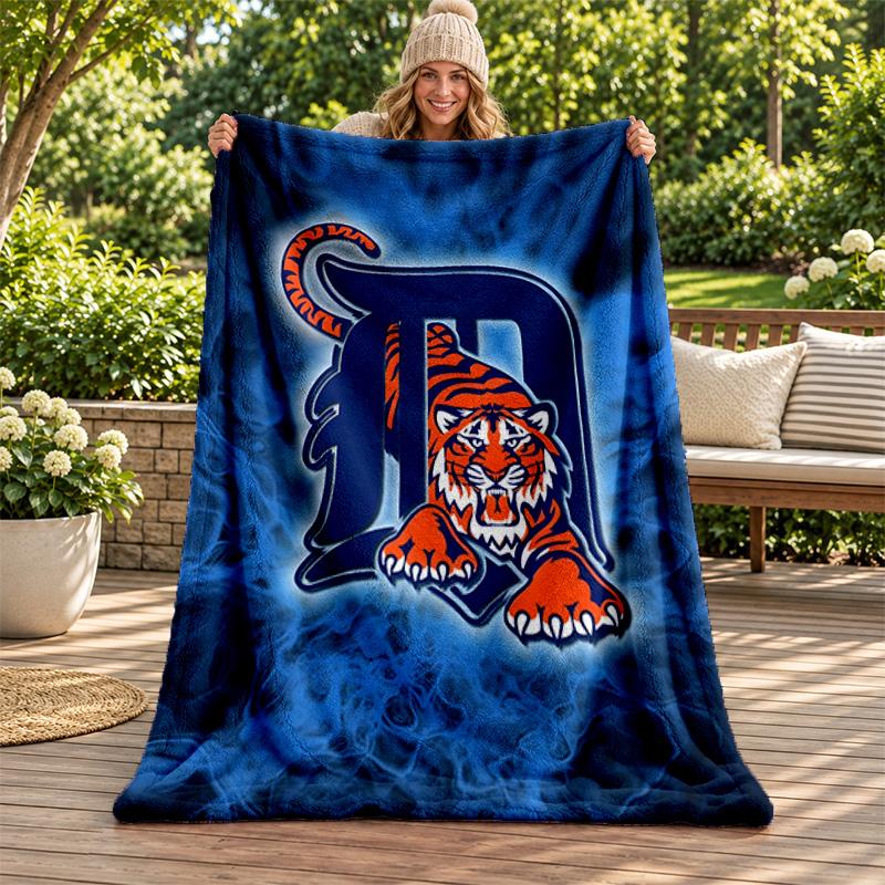 Detroit Tigers Blanket Flannel Blanket Soft Cozy Plush Throw for Sofa Bed Lightweight Home Decoration Gifts for Christmas Various Holidays