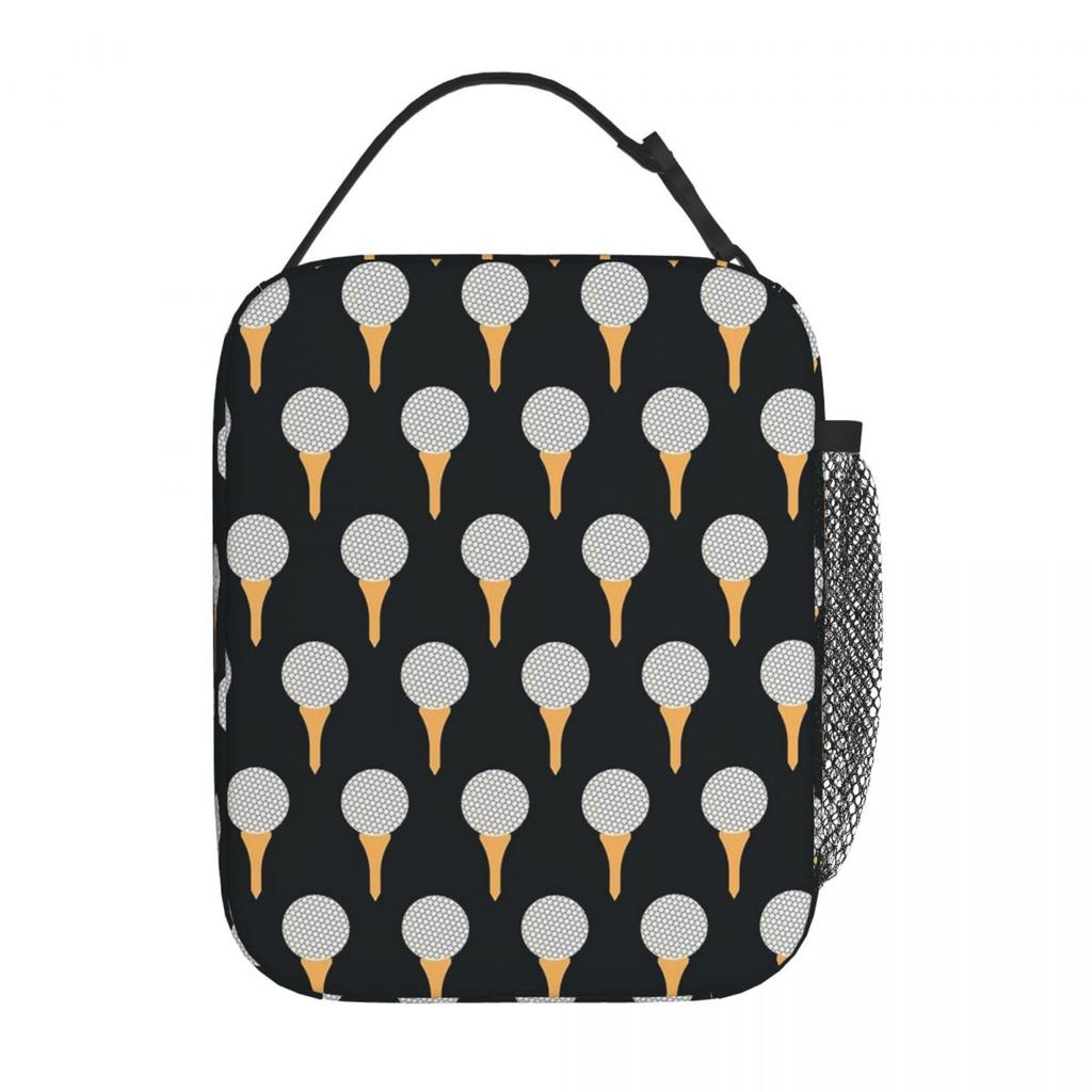 Golf Ball White Pattern Insulated Lunch Bag for Women Children Leakproof Food Boxes Thermal Lunch Box Tote