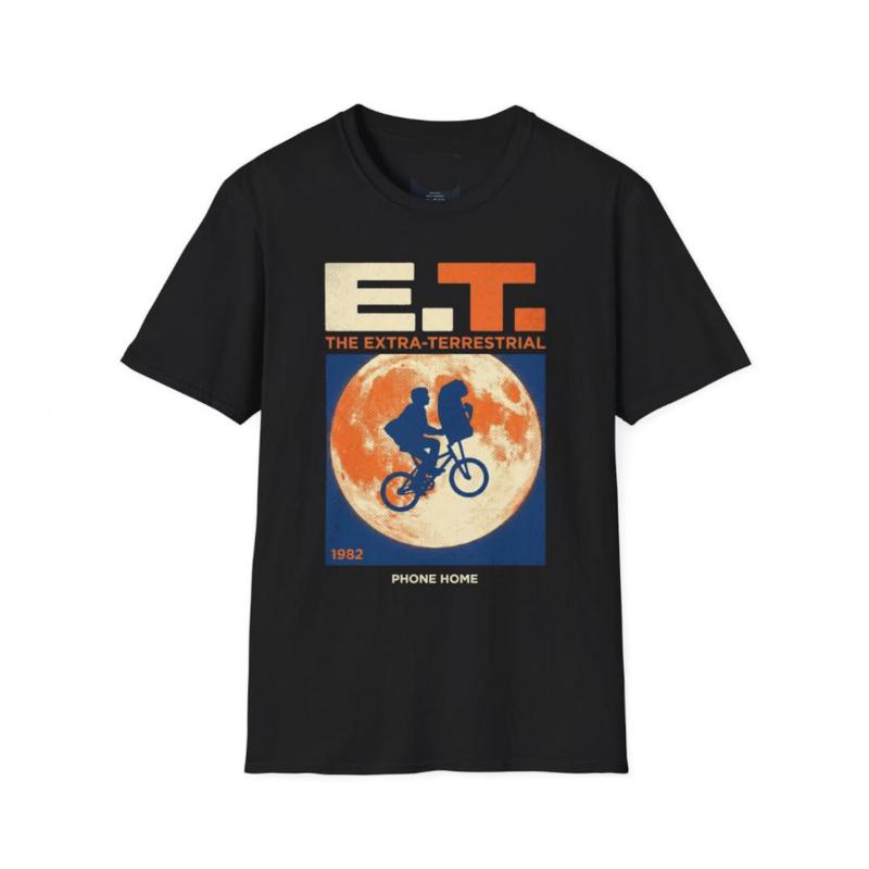 ET The Extra Terrestrial 0403 T Shirt Retro Alien Movie Graphic Tee for SciFi Fans 100 Cotton Printed All Size Tops S6XL