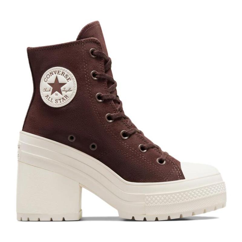 Converse Chuck 70 De Luxe Suede Lace-up Block Heel Heels Women's Earth Brown