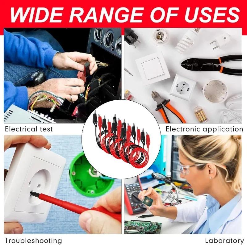 Electrical Insulated Test Leads Double-Ended Alligator Clip Jumper Wires with Crocodile Clamps for Circuit Connection Testing