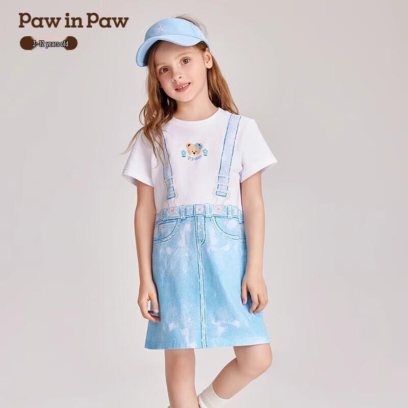 PawinPaw Girls  Cartoon Bear Summer T-Shirt Dress 120 cm