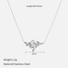 European and American titanium steel natural stone jewelry set, leaf zircon necklace, ring earrings, women's niche high-end sense does not fade