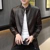 Men's leather jacket, autumn/winter new baseball collar casual jacket, youth slim fit motorcycle PU leather jacket for men