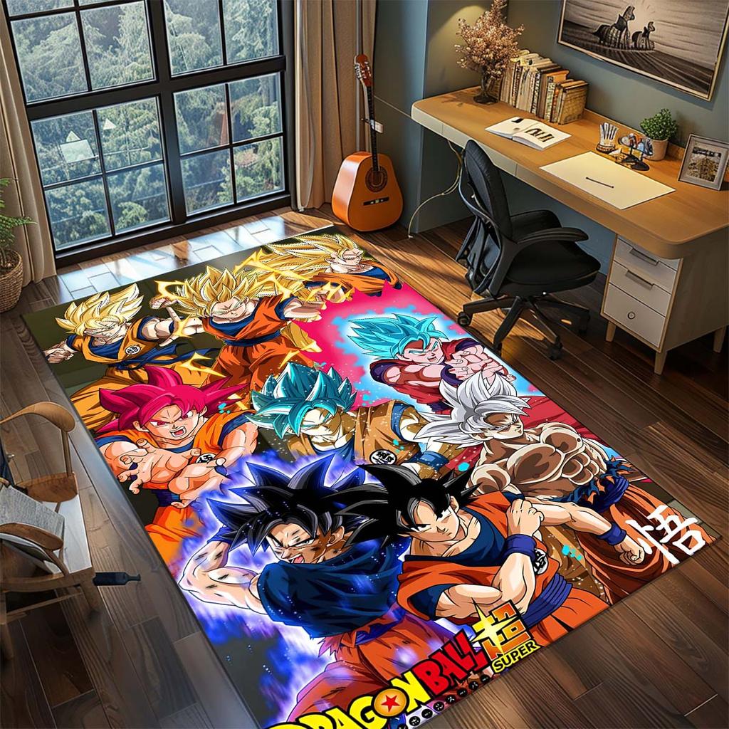 Tappeto Anime Dragon Ball Goku Tappeto Tappeto Grande Area Tappetino Pavimento Antiscivolo Lavabile Stanza Gamer Camera da Letto Decorazioni per la Casa -QJY