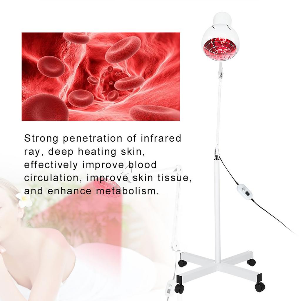 275W Infrared Heating Therapy Lamp Floor Stand Muscle Pain Relief Skin Care Light