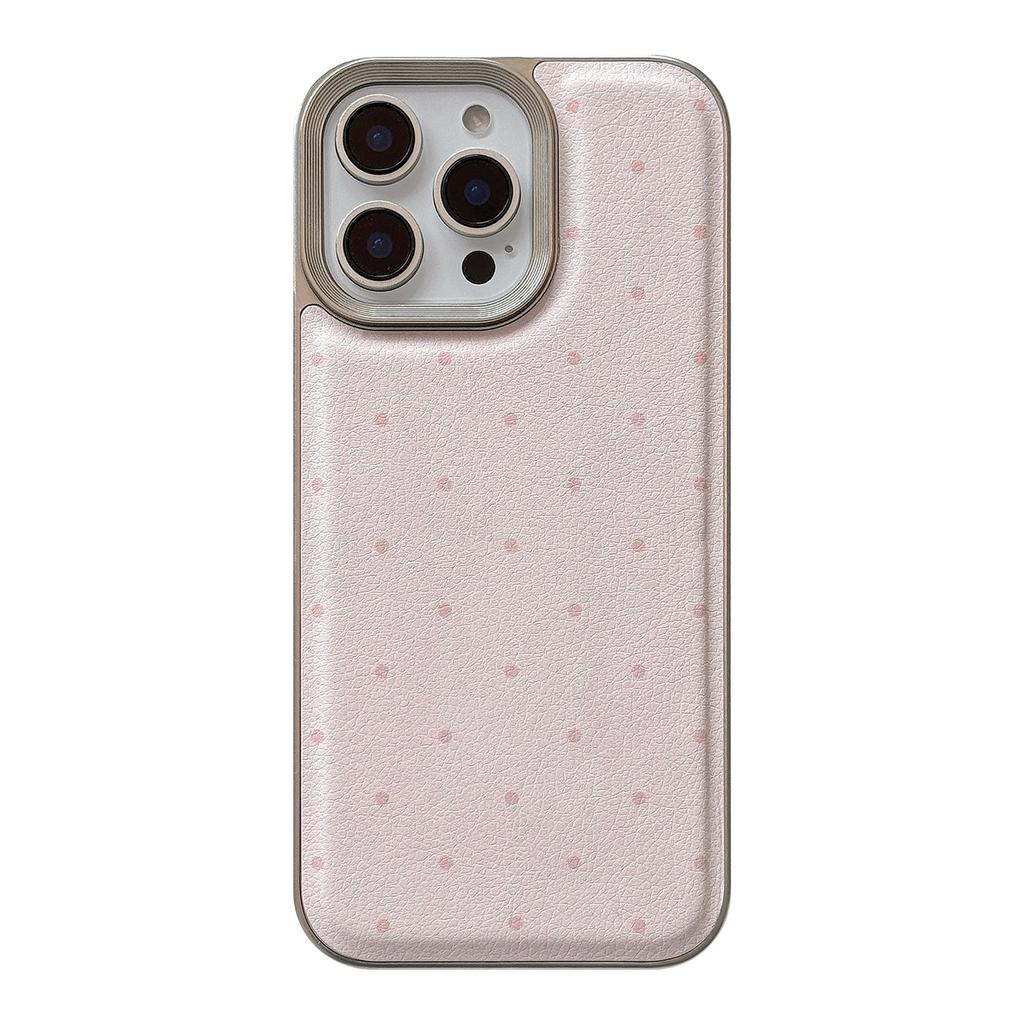 Korean Simple Polka Dots Apple 16 Mobile Phone Case 14promax Leather 15 Suitable for IPhone 13 Personality 11 Couples