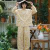 Women's Brushed Cotton French Pajamas - Comfy, Loose-Fit Long Sleeve Set for Spring & Autumn