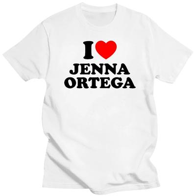 Koszulka I Love Jenna Ortega Lato Hip Hop Okrągły Dekolt Krótki Rękaw Męska Moda Casual Oversize Rozmiar Europejski T-shirty Streetwear