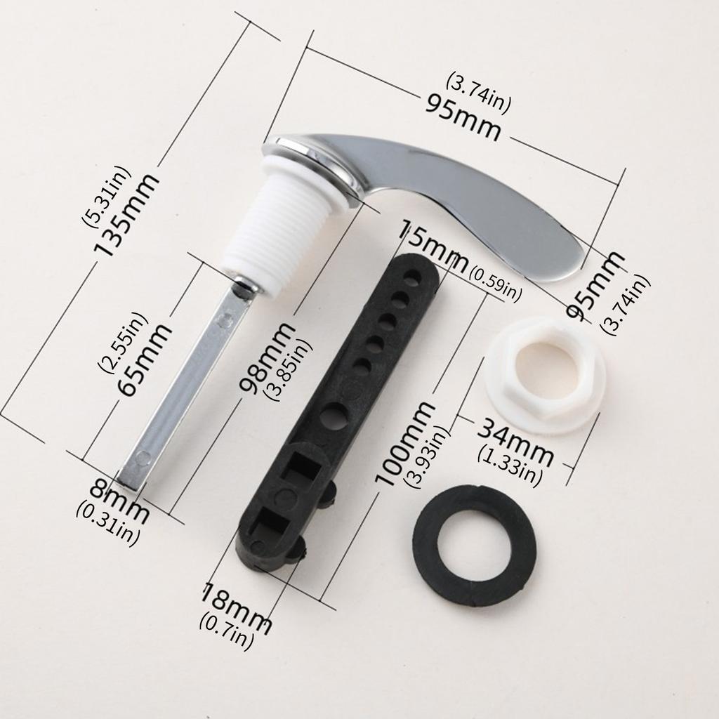 Zinc Alloy Toilet Flush Handle Toilet Handle Replacement Flush Lever Repair Replace Tank Flushers Handle Easy to Install