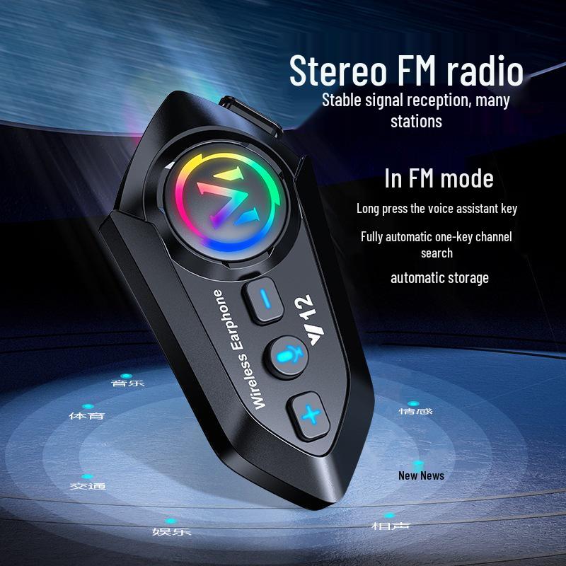 Auriculares Bluetooth para Casco de Motocicleta Y12 con Cancelación de Ruido, Larga Duración de Batería, para Cascos Integrales y Semi-Integrales.