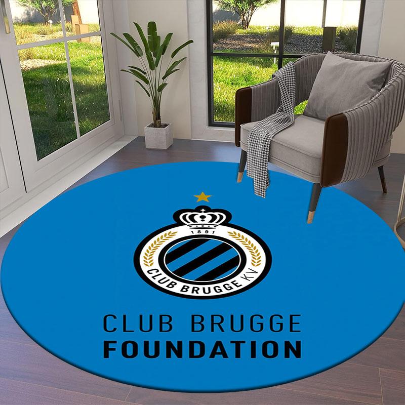 Club Brugge KV Round Area Rug,Carpet Rug for Living Room Bedroom Sofa Playroom Decor,Non-slip Floor Mat