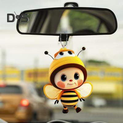6Pcs Bee Decorative Pendants Acrylic Hanging Ornaments Adorable Appearance Lightweight Xmas Tree Pendants Charms