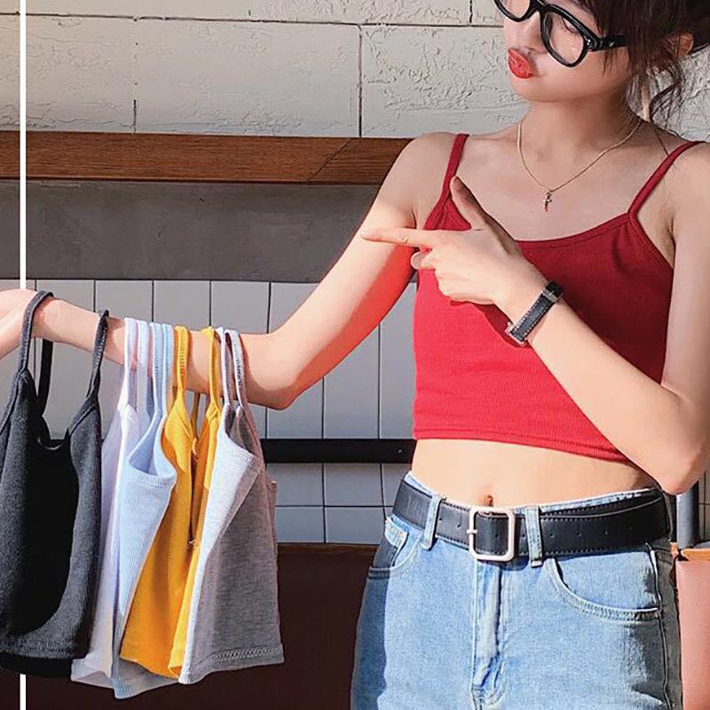 Short High Waist Outer Vest Top Women's Summer New Korean Version Slim and Thin Sexy Solid Color with Small Suspenders