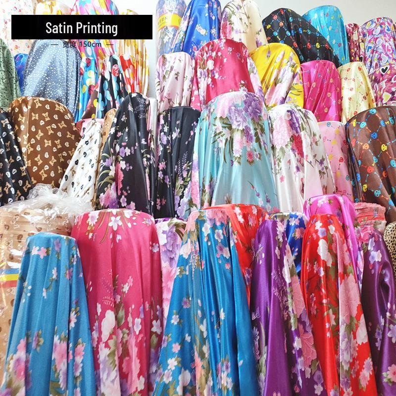 

Large Floral Silk Satin Fabric for Cheongsam, Lining, and Headdress Ribbon