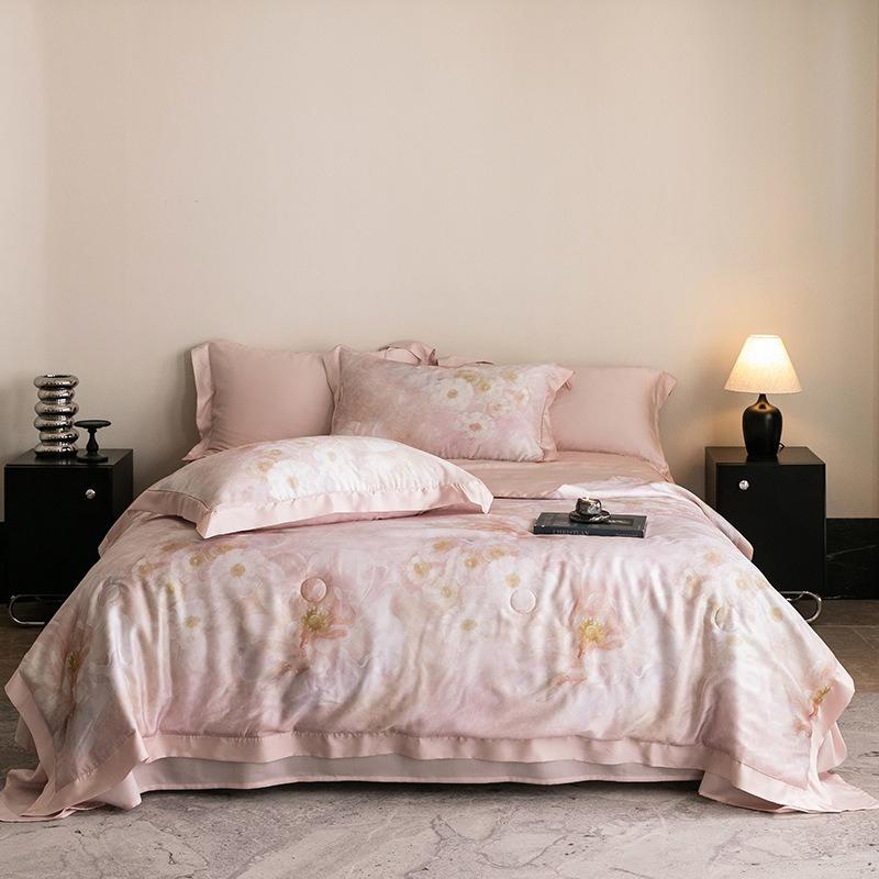 Luxury 100% Lyocell Tencel Summer Quilt Set Four-Piece Air Conditioning Quilt High-End Sensation A-Class Baby-Friendly Bedding