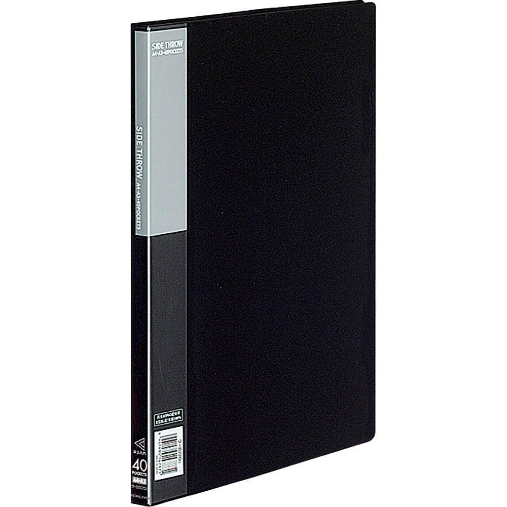 KOKUYO Clear File, Basic, Fixed Type, Side-Loading, A4, 40 Pockets, Black, RA-B220D