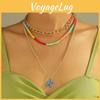 Stylish Multi-layer Dog Pendant Necklace With Soft Clay Floral Design For Women