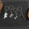 Adorable Dinosaur Couple Keychain - Cartoon Metal Pendant Backpack Accessory Gift