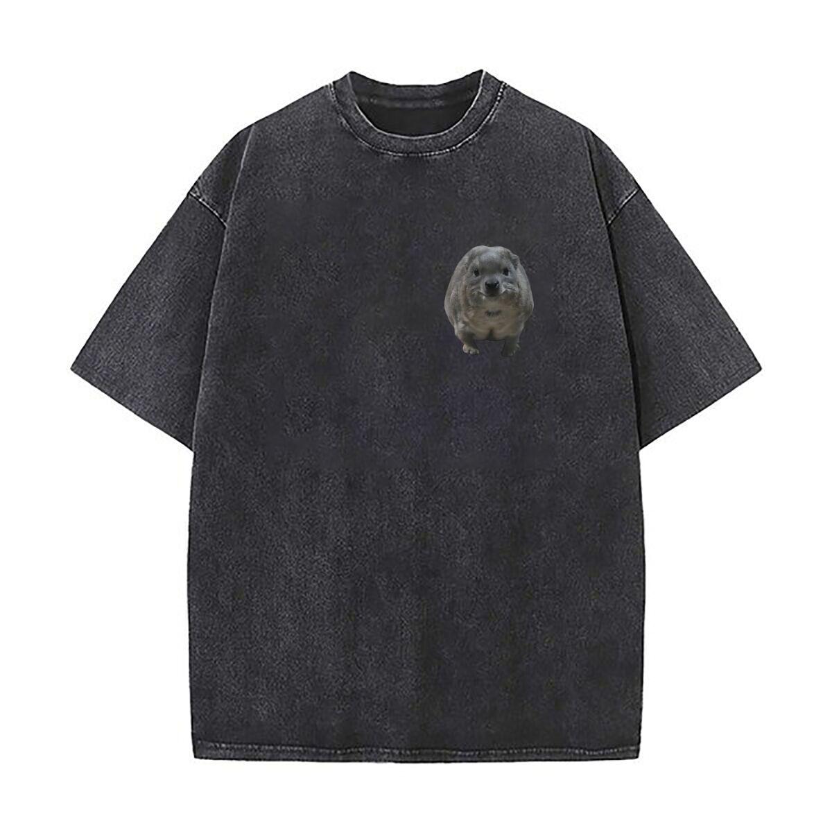 

Sweet rock hyrax Heavy Men Washed Casual Cotton Short Sleeve Acid Wash Top S