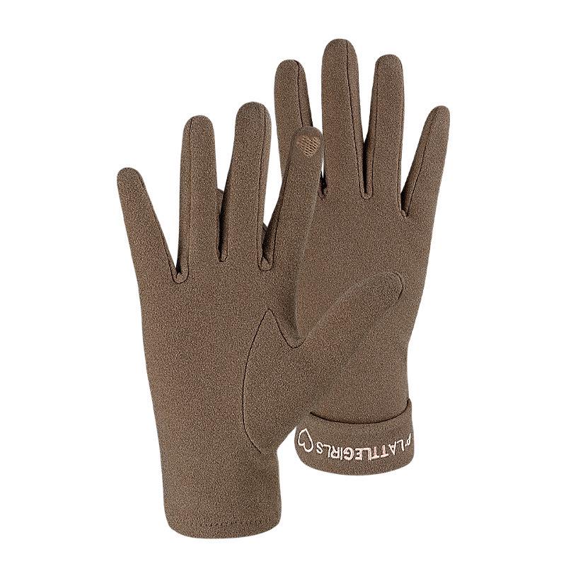 Korean Style Fleece Touchscreen Gloves: Thin, Windproof, Warm for Cycling and Driving In Autumn/Winter (Women's)
