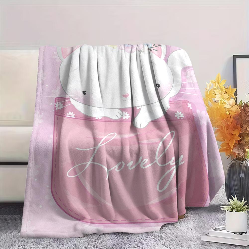 1 ks Flanelová deka s kresleným potiskem, Vysoce kvalitní, Pohodlná pro všechna roční období, Domácí dekorace, Teplo a pohodlí, Perfektní jako vánoční dárek k narozeninám