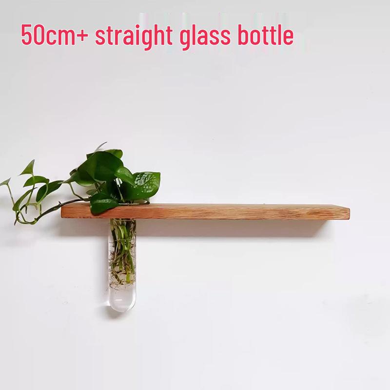 Solid Wood Wall-Mounted Flower Holder & Shelf - Decorative Vase for Plants & Water Culture