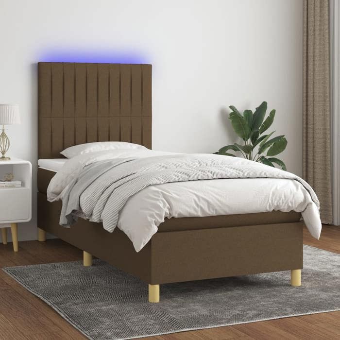 VidaXL Sommier à Lattes de Lit avec Matelas et LED, Lit Rembourré, Lit Simple, Lit Adulte de Chambre à Coucher Intérieur, 3135568