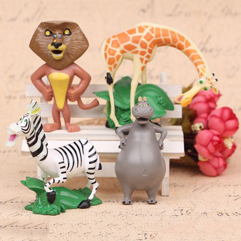 4pcs Madagascar Movie Action Figures Cake Toppers Animal Penguin Kids Toys Gift