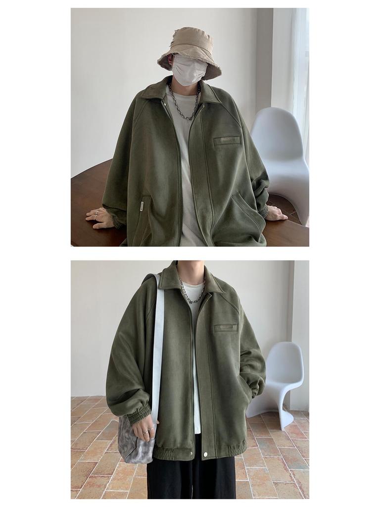 Men's Suede Velvet Jacket: Spring/Autumn Casual Loose Lapel for Cool Street Style Teens