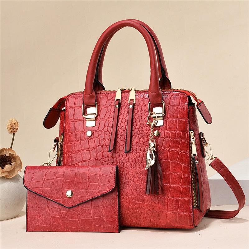 Trendy Versatile 2 Pieces Women Handbag Set Portable Hand Carry Single Shoulder Crossbody Bag For Daily Commute Shopping