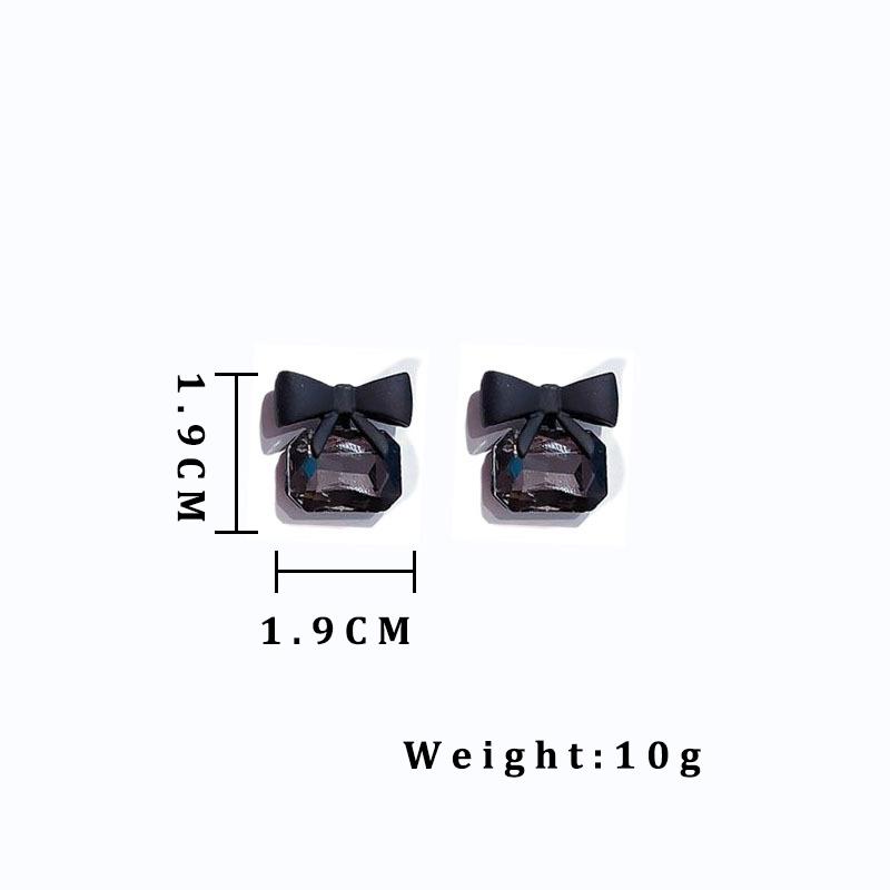 Elegant Black Rhinestones Crystal Earrings Lovely Square Bow Earrings for Women Sweet Jewelry as Gift pendientes bijoux