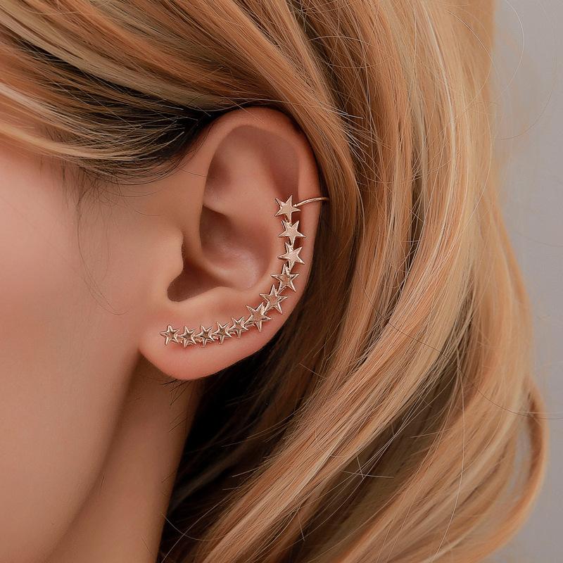 1 Stück Glänzender Zirkon Sternform Ohrklemme für Damen Ohne Piercing Ohrringe Mode Ohrclip Ohrringe Braut Hochzeitsschmuck