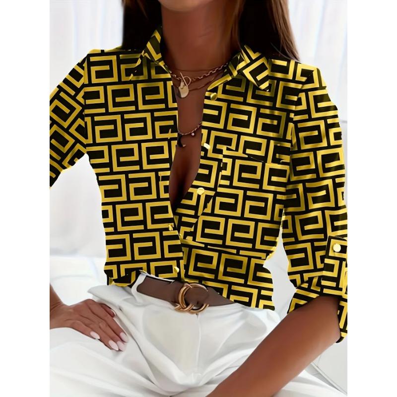 Women's Long-sleeved Shirt 3D Printed European and American Popular Tops