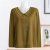 Women's Polo Collar Plus Size Sweater Loose Rhinestone Embroidery Thin Knitted Pullover Top Knitted Polo Shirt