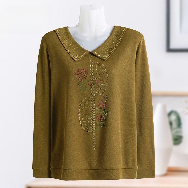 Women's Polo Collar Plus Size Sweater Loose Rhinestone Embroidery Thin Knitted Pullover Top Knitted Polo Shirt