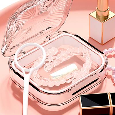 Denture Box Good Sealing High Capacity Portable Waterproof Light Luxury Denture Bath Case Box Holder for Daily Use