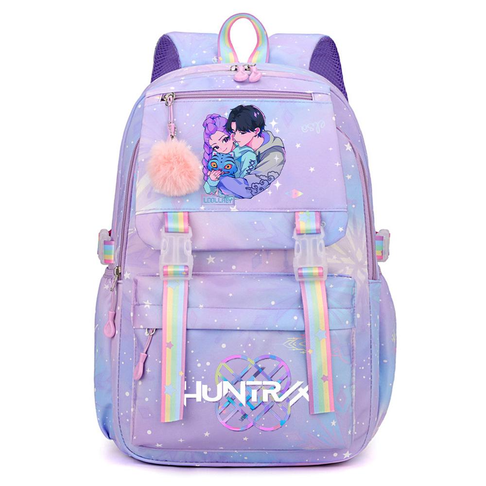Niedlicher K-Pop Dämonenjäger Aufdruck Große Kapazität Wasserdichter Rucksack Teenger Schüler Mädchen Junge Schultasche Buchtasche Damen Große Kapazität Reisetasche