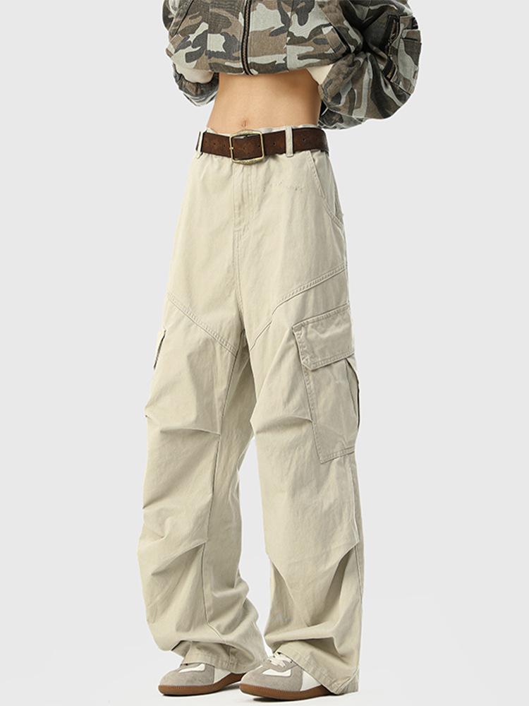 Men's Mylar Brown Cargo Pants: American Retro Multi-Pocket, Autumn/Winter CleanFit Micro-Flare Jeans