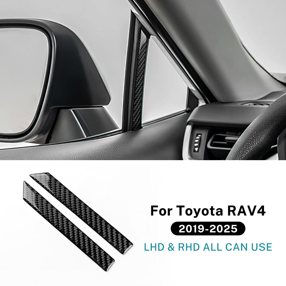 Настоящая мягкая карбоновая наклейка для Toyota RAV4 XA50 2019 2020 2025 2025 2025 2025 2025 LHD RHD Автомобильная декоративная полоска на переднюю стойку