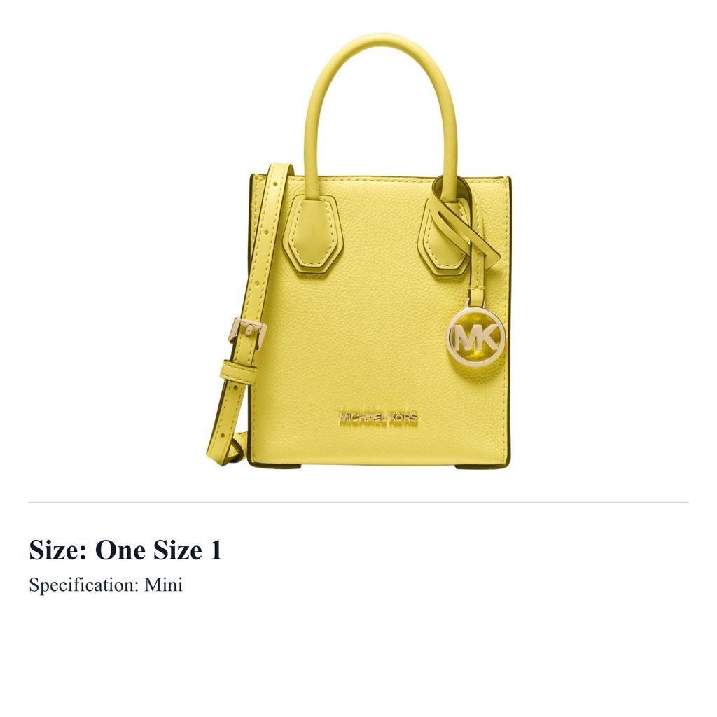 MICHAEL KORS Mercer Leather Handbag, Trunk Bag, Shoulder Bag, Crossbody Bag Mini Womens Yellow Cream 35S1GM9T0L-SUNSHINE