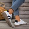 Women's Wide Width Color Block Sneakers - Round Toe Lace-Up Low Top Casual Shoes, Lightweight Flat Sole Walking Shoes for Women