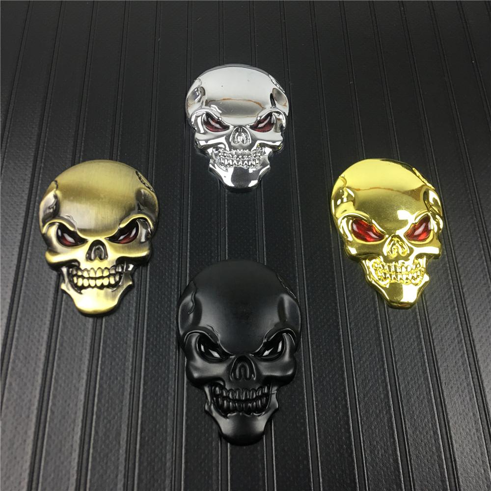Skull Zinc Alloy Metal Car Stickers on Auto 3D Motorcycle Moto Stickers and Decals Car Styling