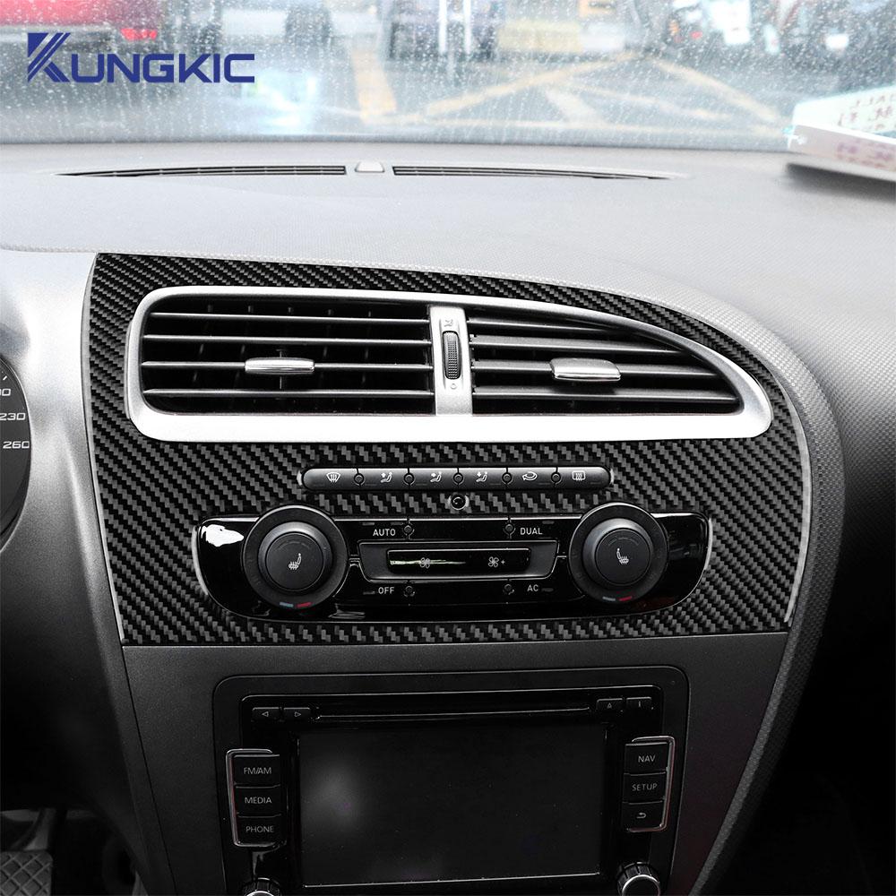 Gjbn8 Real Soft Carbon Fiber Sticker For Seat Leon 2005 2006 2007 2008 2009 2010 2011 2012 LHD RHD Car Instrument AC Panel Accessories