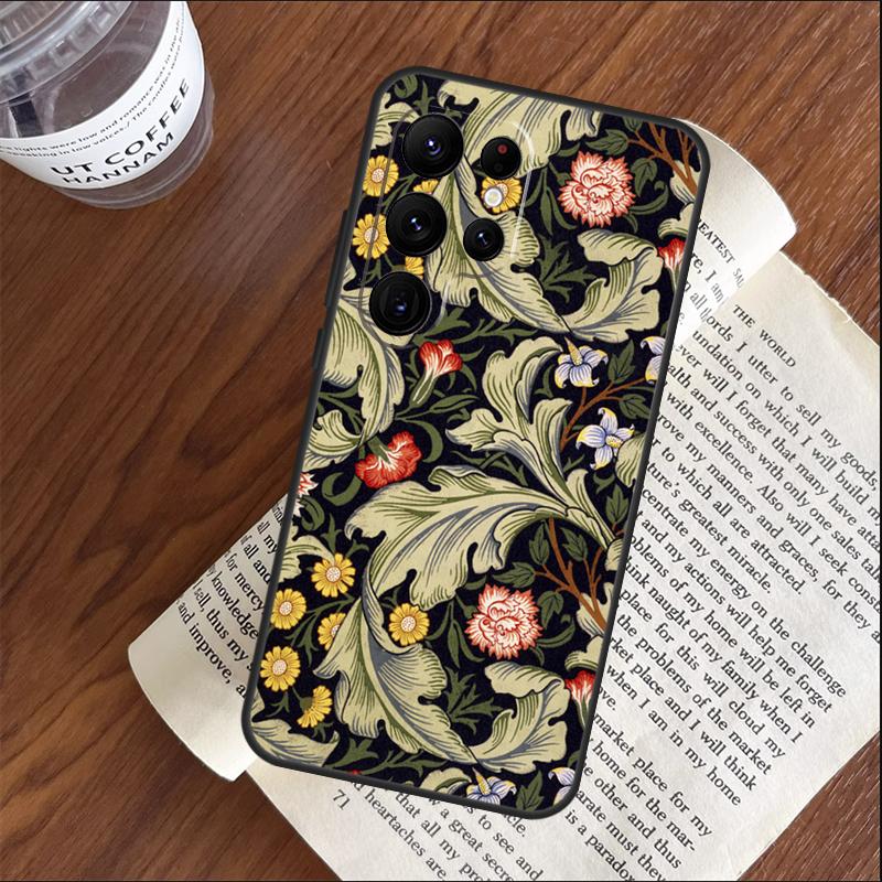 William Morris Case For Samsung Galaxy S26 Ultra S24 S23 S22 S21 S25 Ultra S10 S20 Plus S25 FE Cover Coque