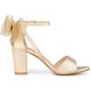 Allegra K Women's Mesh Bow Ankle Strap Open Toe Chunky Heel Sandals, Champagne, Size 23.5cm