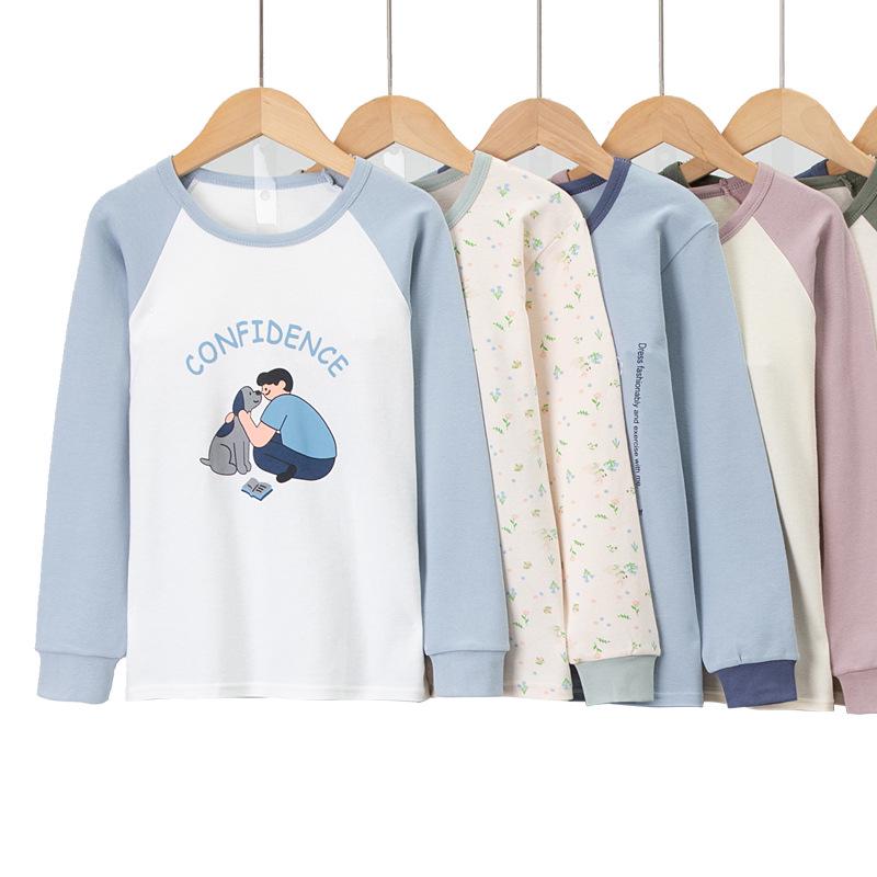 Children's Pure Cotton Flannel Thermal Pajamas - Boys' Teenage Autumn Layer