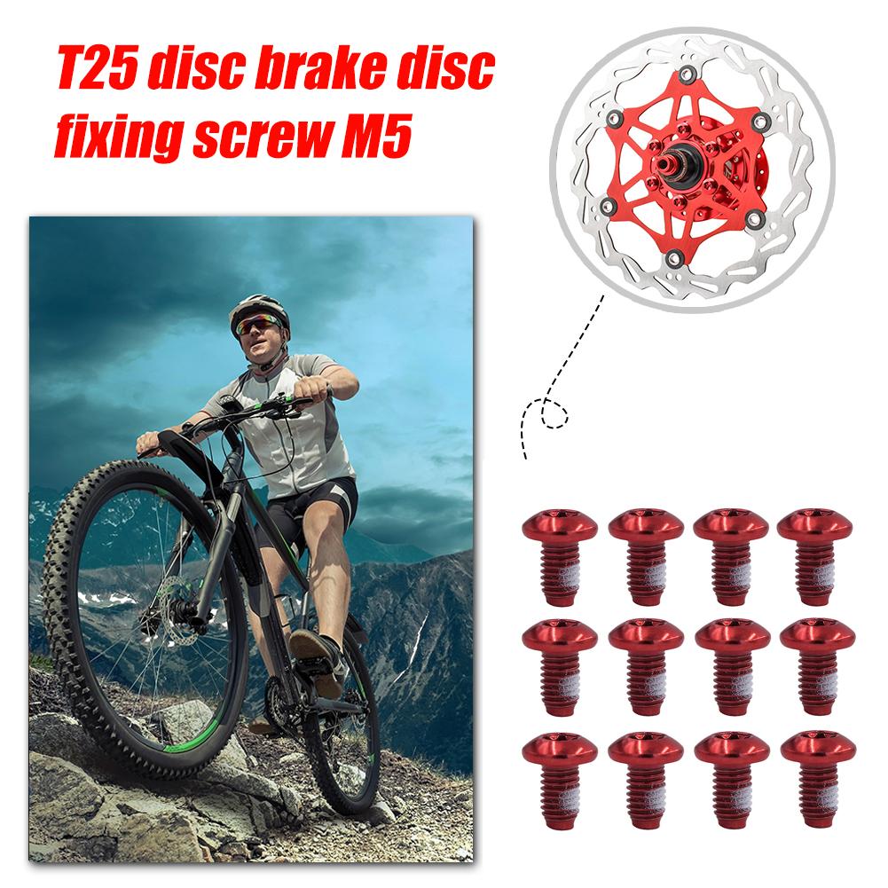 12pcs Bicycle Disk Brake Rotor Bolts Lightweight Steel Repair Accessories Mountain Bike Color Non-slip Disc Screw