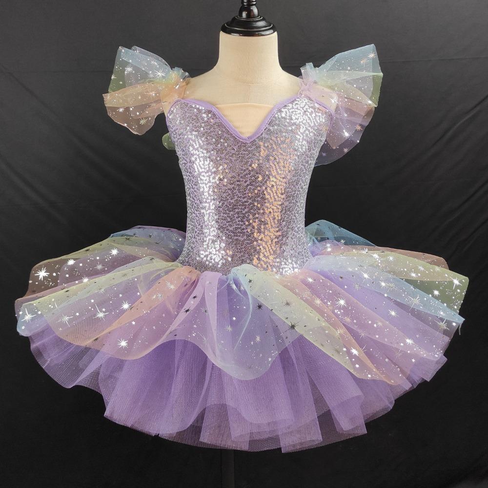

Modern Ballet Tutu Sequin Princess Dress Fashion Performance Clothes Kids Girls 110CM фиолетовый