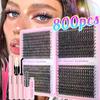 Lashes Cluster Diy Lash Extension Mixed Tray Clusters Eyelashes Fluffy Individual Lashes With Lash Bond And Seal And Tweezers